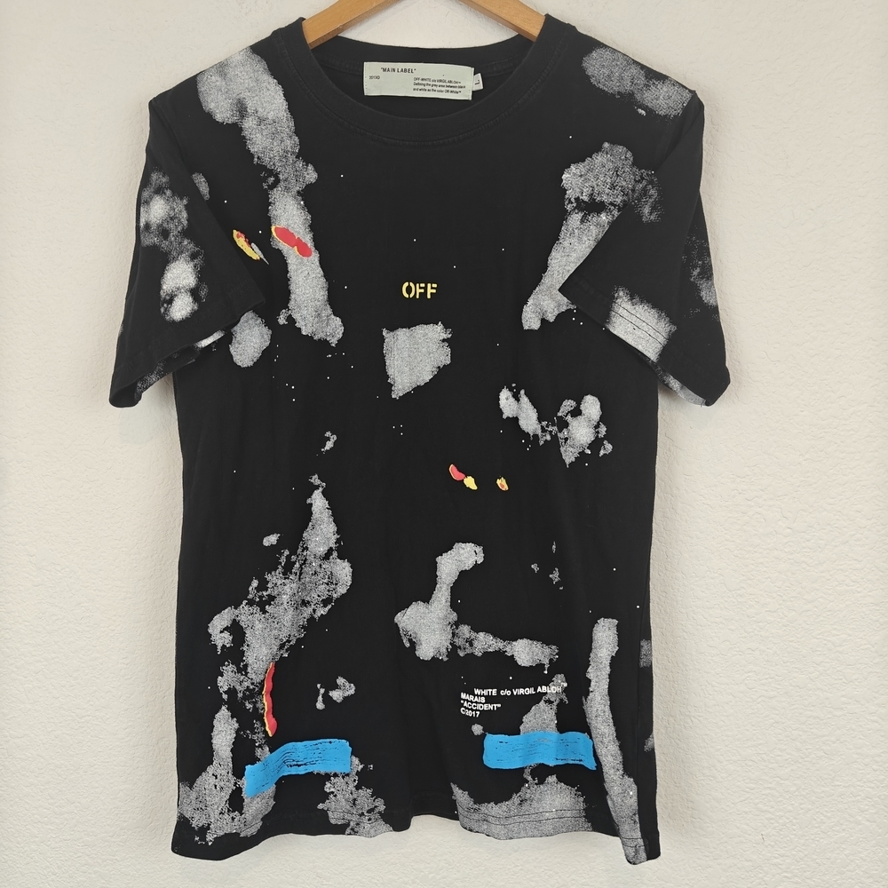 Off-White c/o Virgil Abloh "Accident" Graphic Short Sleeve t-shirt 2017 Sz LG
